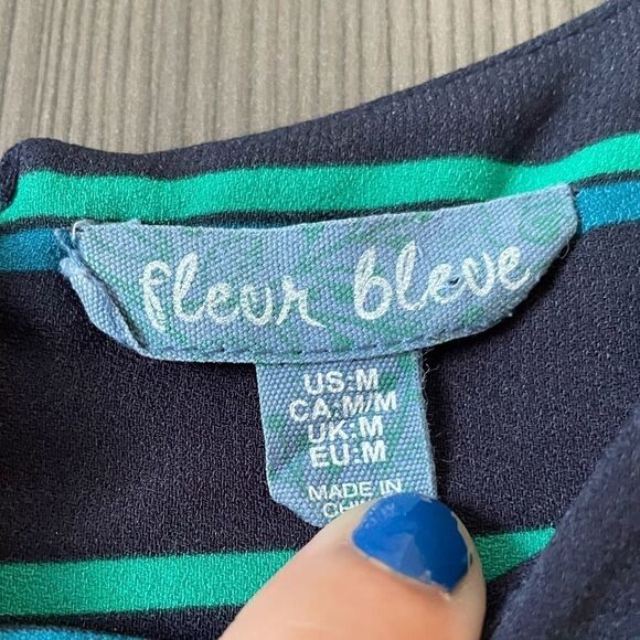 Fleur Bleue Striped Zipper Tank Top Blouse - Picture 4 of 11